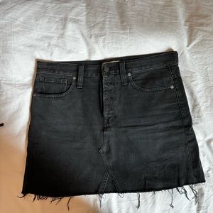 Madewell black denim mini skirt.